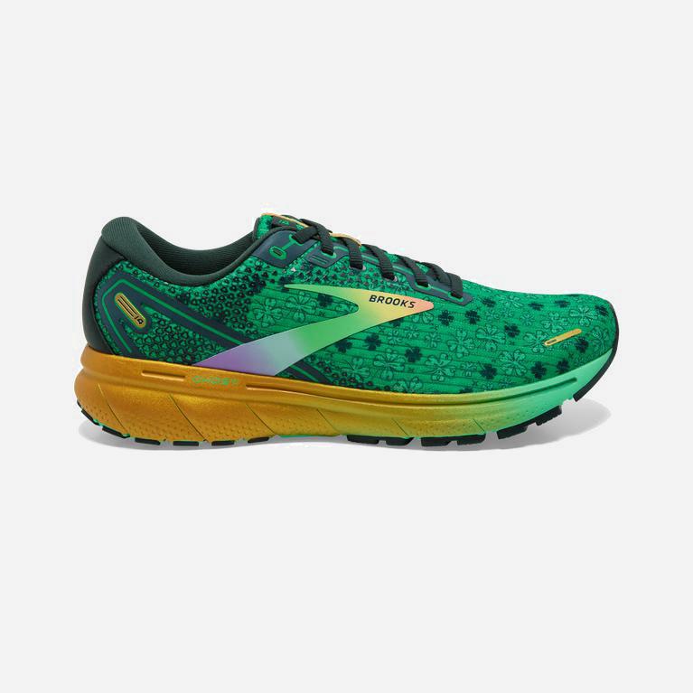 Pánske Brooks Ghost 14 Cushioned - Cestná Bežecká Obuv - Zelene/Zlate (98523-RFDA)
